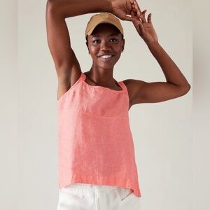 Athleta NWOT Voyager Linen Tank in size Medium.
Sunset Glow (color)